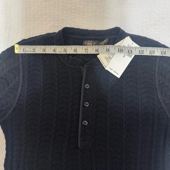 Ralph Lauren RRL lace knit Henley sweater - Picture 6 of 9